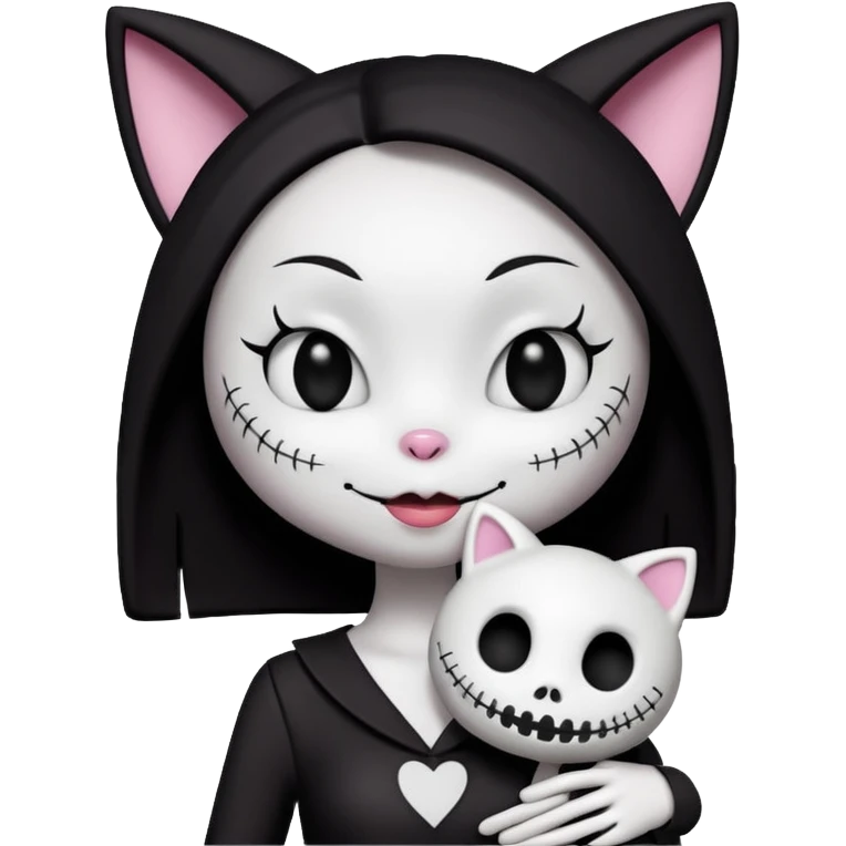 kuromi from hello kitty and Jack Skellington kissing emoji