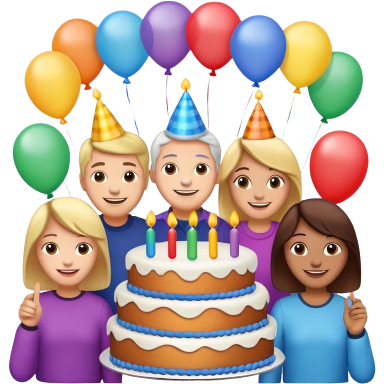 Birthday cake balloons freinds and family emoji