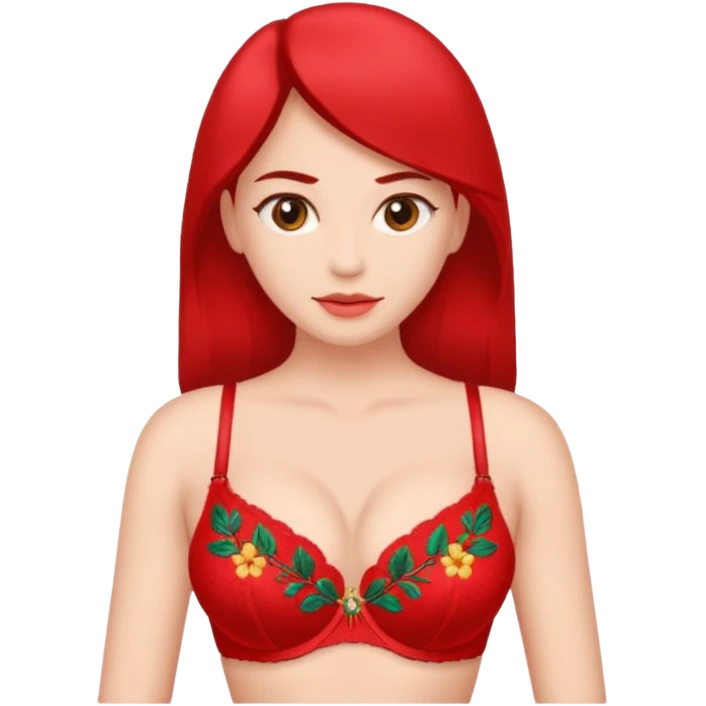 Red bra written mike one chest like embroidery emoji