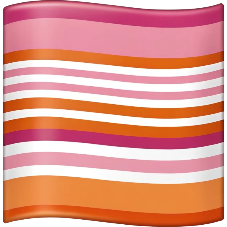 lesbian pride flag emoji with seven horizontal stripes: dark orange, orange, light orange, white, pink, dusty pink, and dark rose. emoji