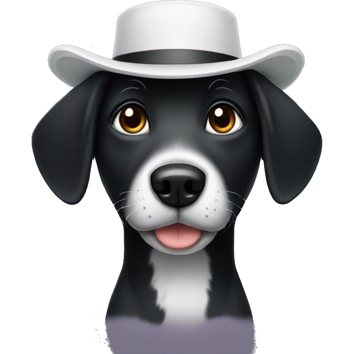 Black dog with white hat emoji