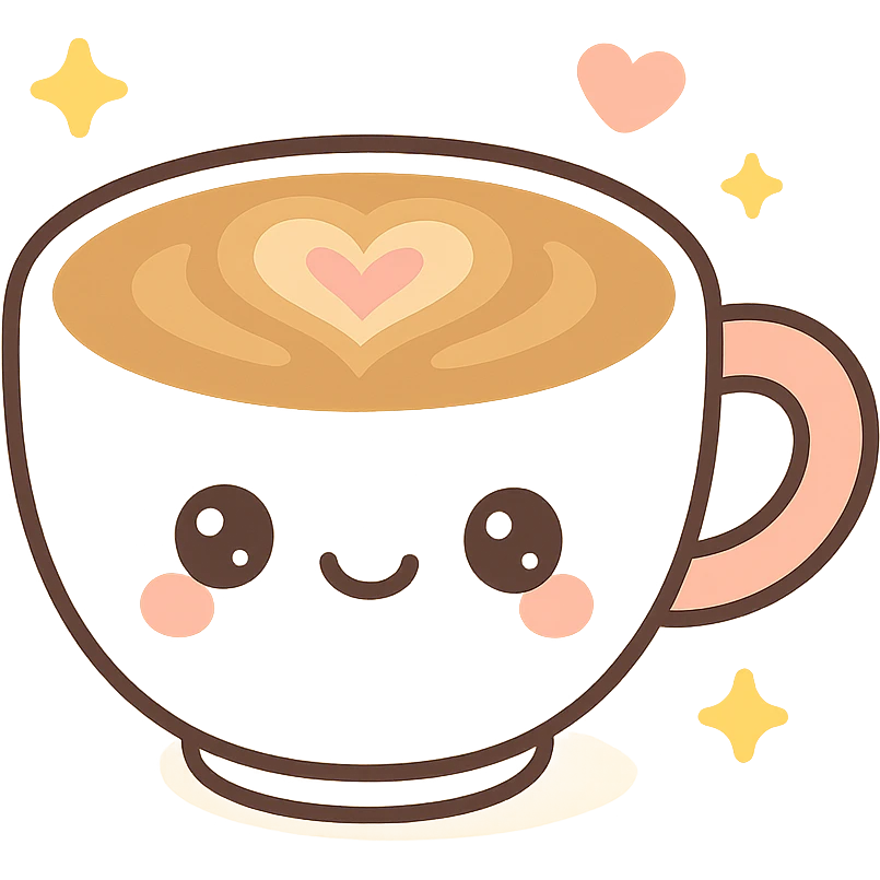 latte, kawaii style, cute face emoji