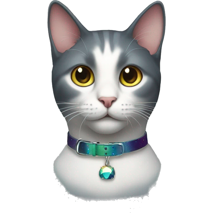 Cat wearing Dark iridescent collar  emoji