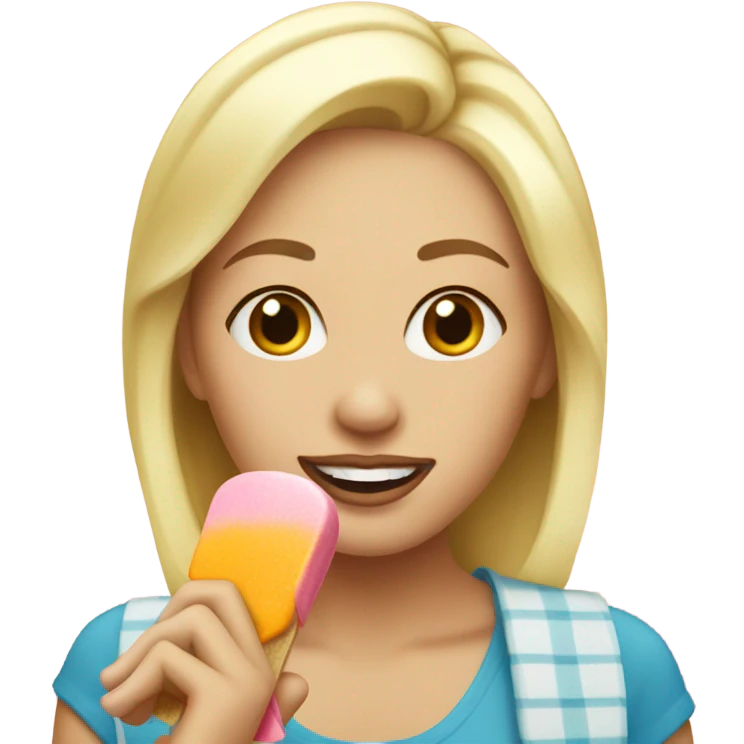 blonde woman eating popsicle in shower emoji