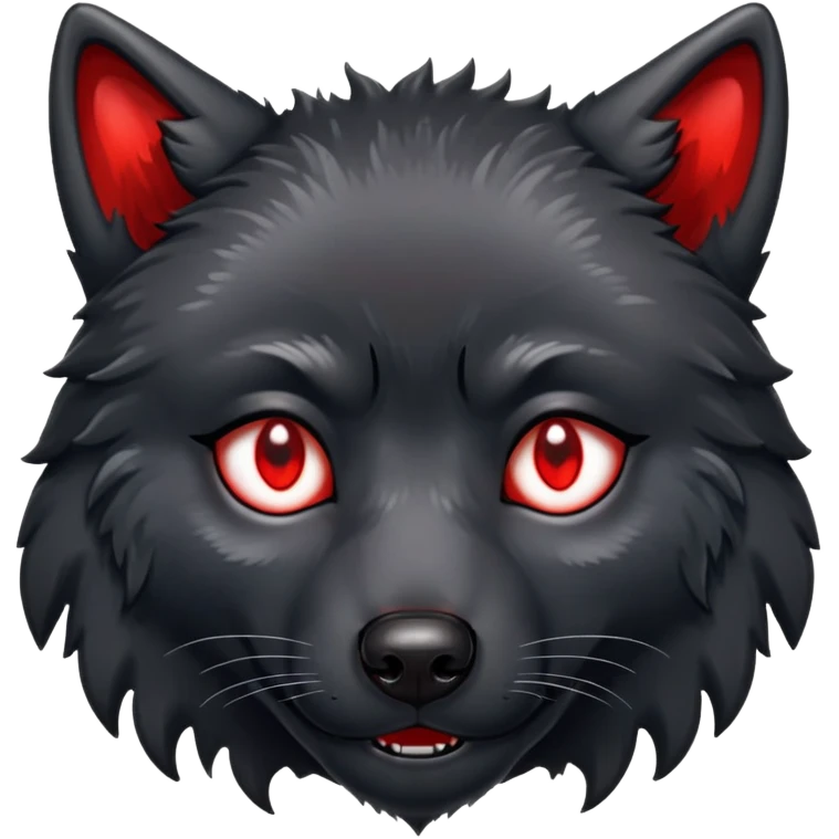 sad crying black wolf with red eyes emoji