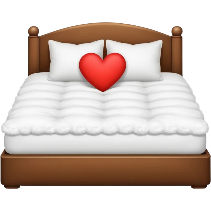 white bed with heart emoji