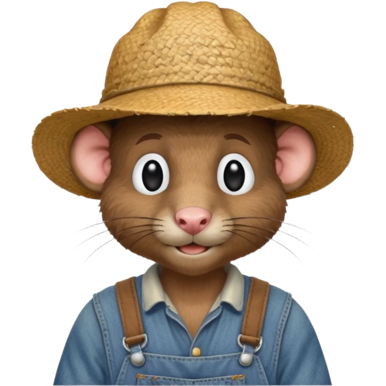 farmer rat in denim overalls with a straw hat emoji