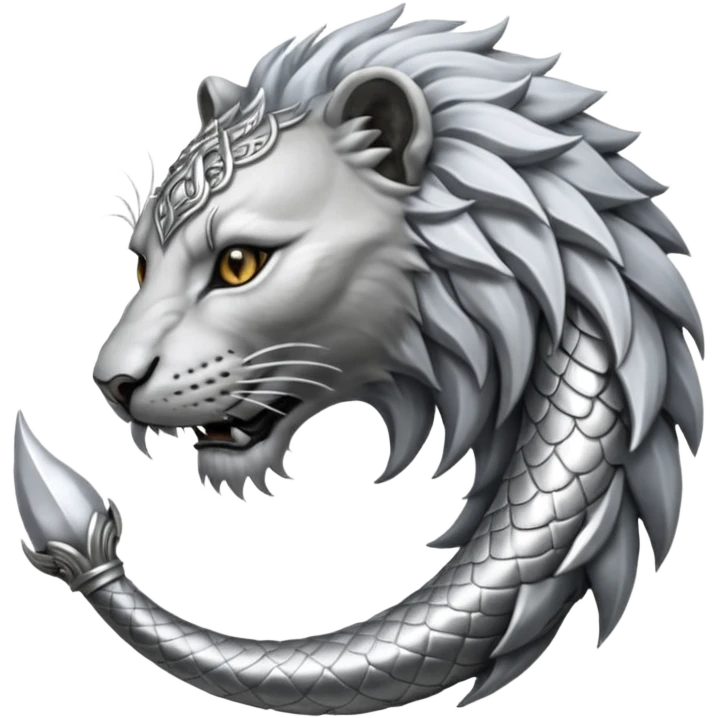 Silver Elder Scrolls Online Lion eating its tail Ouroboro emoji