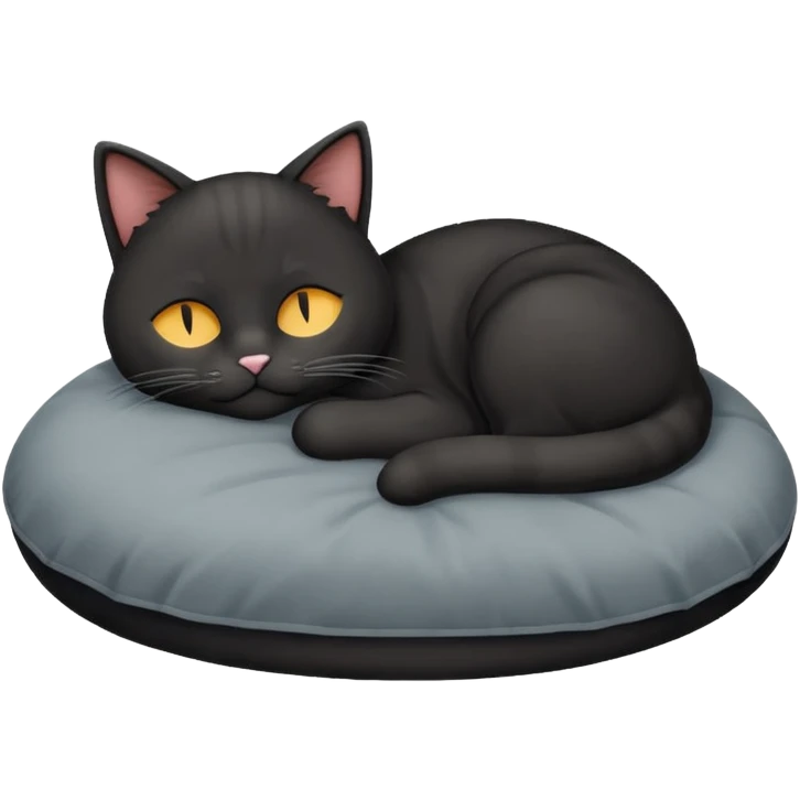 Um gato preto,dormindo em cima de uma,coberta emoji