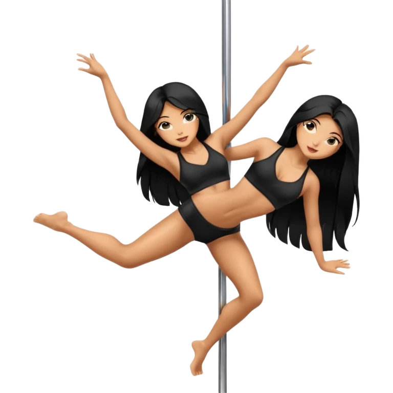 GIRL WITH BLACK LONG HAIR POLE DANCE emoji