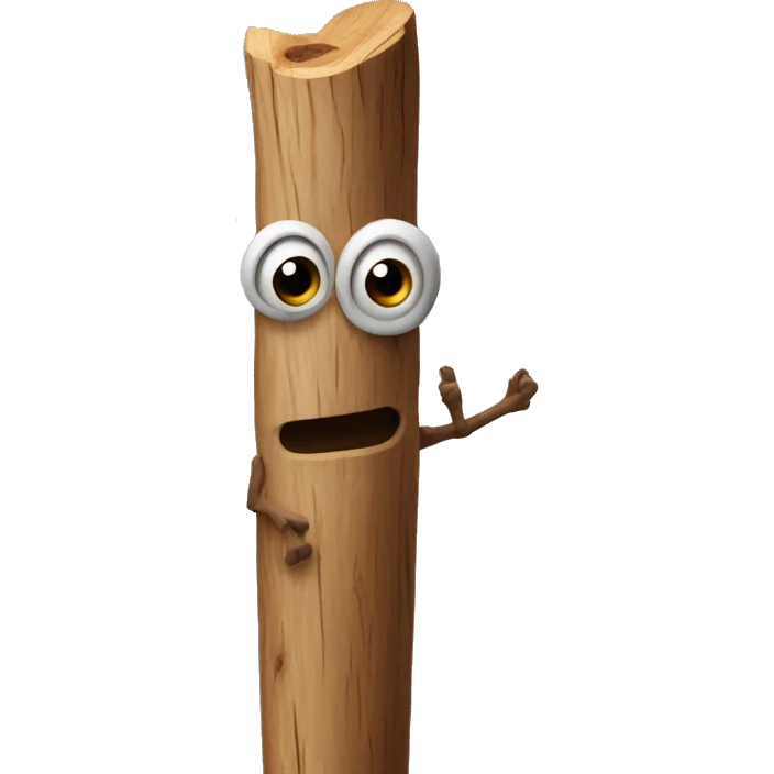 Stick of wood with eyes and arms emoji