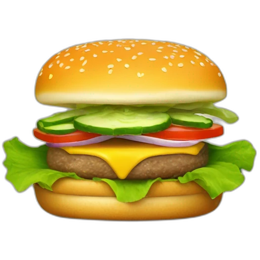 Cheeseburger with lettuce, onion, pickles, special sauce emoji