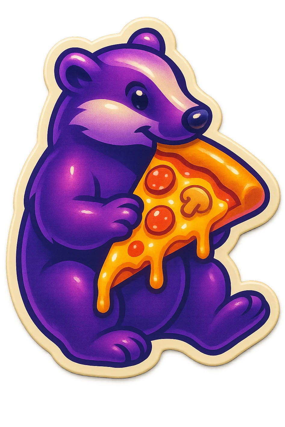 Purple Badger with pizza  emoji