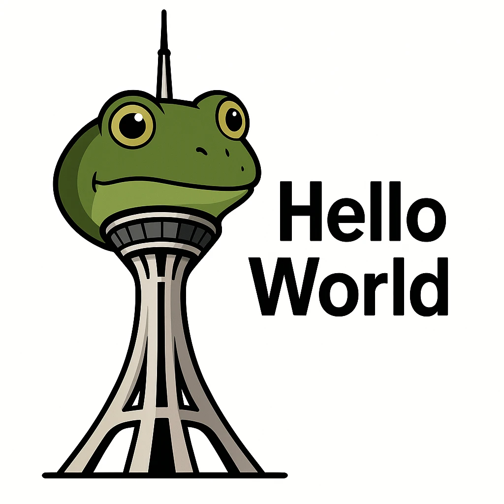 milad tower with text: Hello World emoji