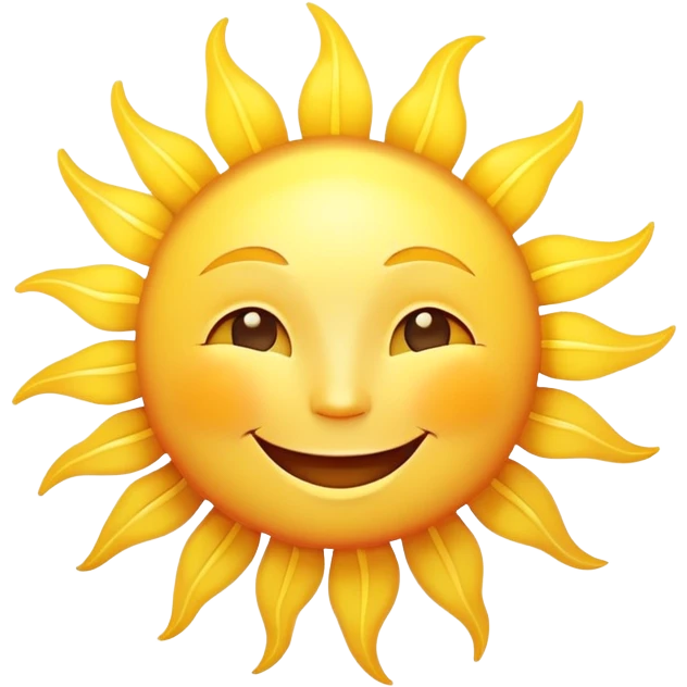 A bright, happy sun with smiling face and radiating sun rays emoji