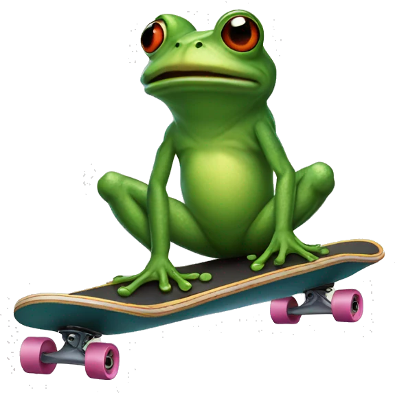 Frog riding a skateboard smoking a cigarette  emoji