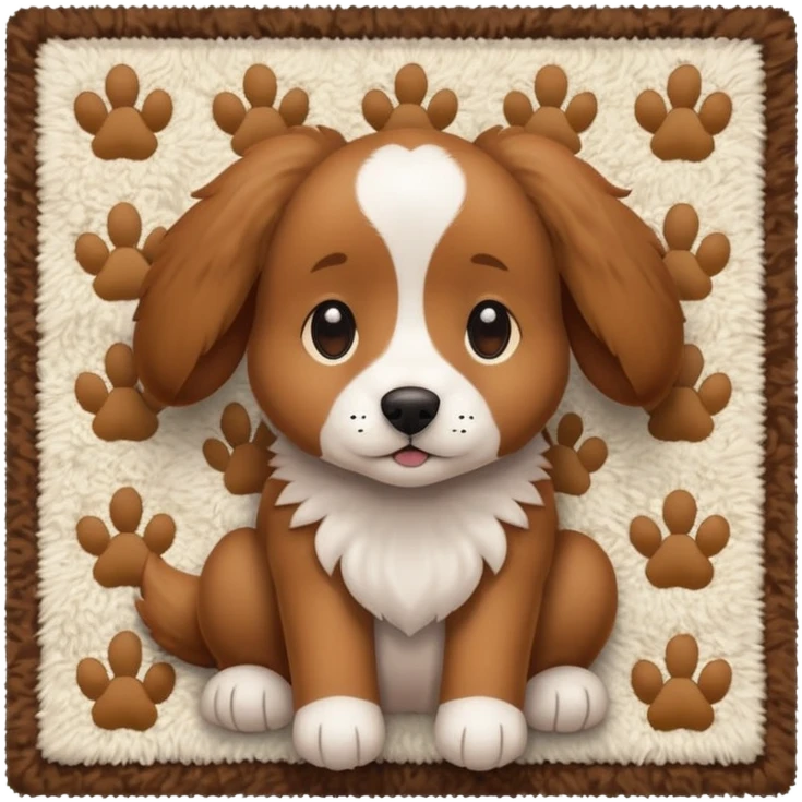 Make a cute brown dog i a carpet emoji