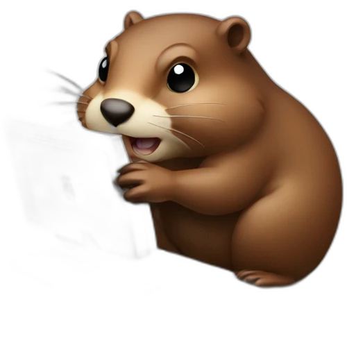 beaver using computer emoji