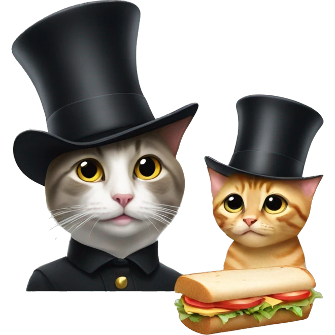 cat with tophat and a sandwich with elon musk emoji