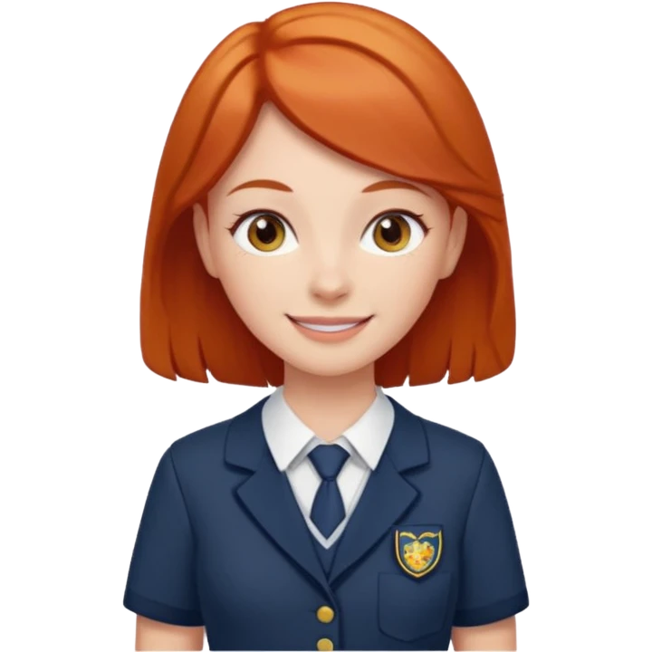 red headed woman with a school in the background emoji