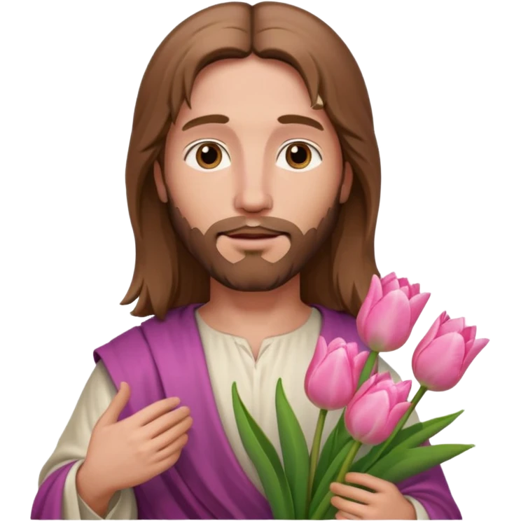 jesus hold pink tulips emoji