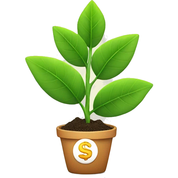 Small plant with money growing from leafs emoji