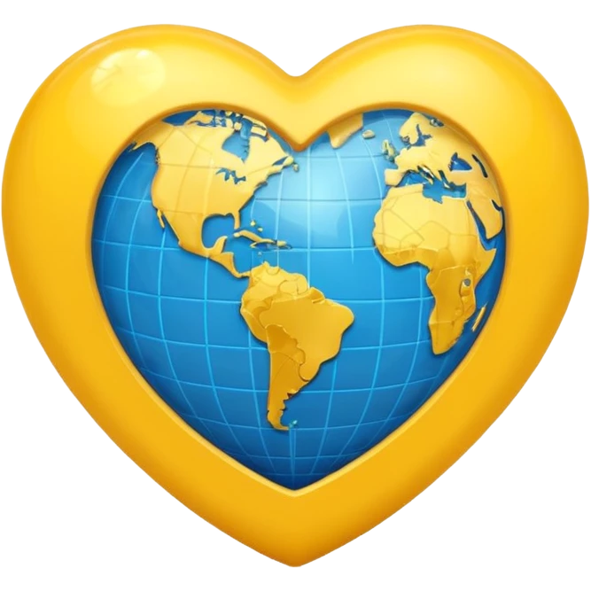 yellow heart with a globe emoji