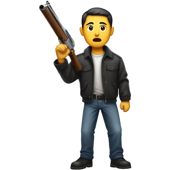 chinese guy with shotgun stopping bullies emoji