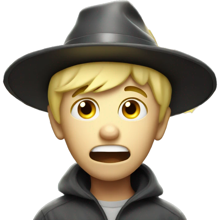 blond boy with hat scared Flashlight in hand spooky halloween emoji