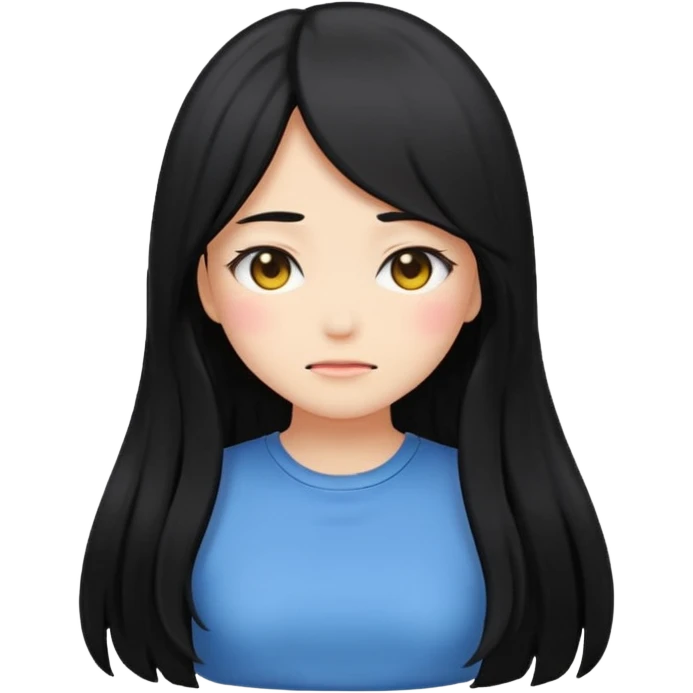 anime style emoji of a girl with long hair, back turned, blushing, covering face emoji