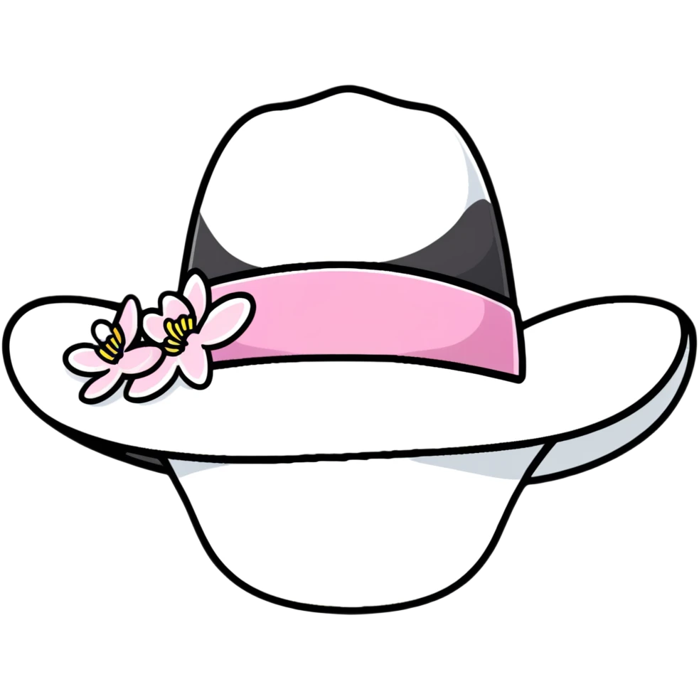 White cowgirl hat with pink cherry blossoms emoji