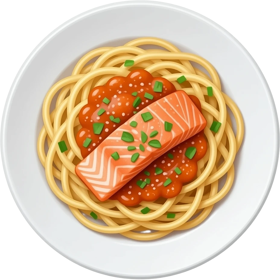 Pasta with a lot of salmon on a plate emoji