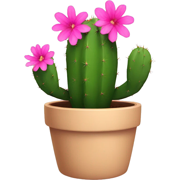 Cactus with pink flowers in a pot emoji