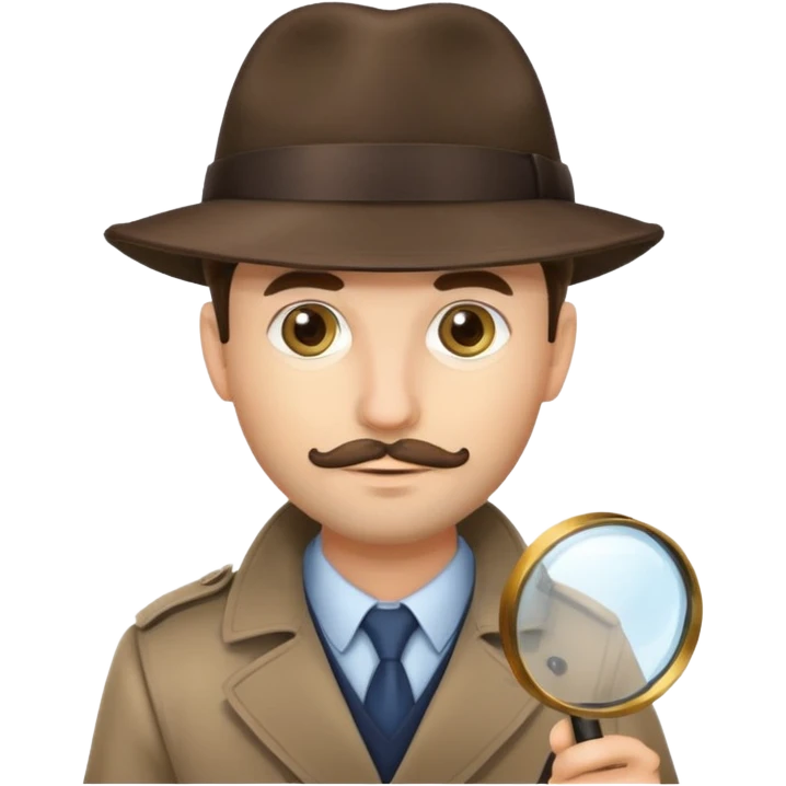 a detective man with hat and holding magnifying glass emoji