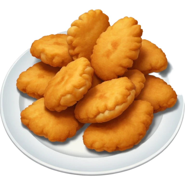 A bunch of chicken nuggets doing six seven emoji