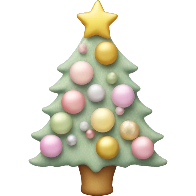 pastel pin k christmas tree with pastel pink and pastel yellow ornaments emoji