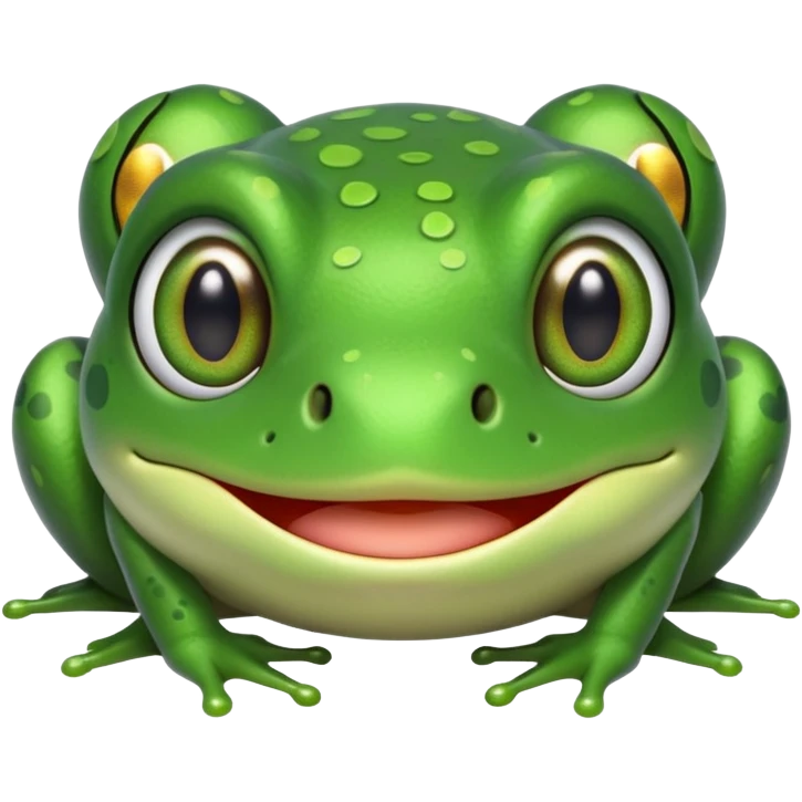 simple kawaii frog, very simple dot eyes, vey big pupils emoji
