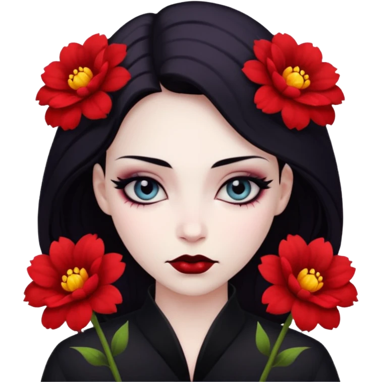 зла людина з квітами emoji