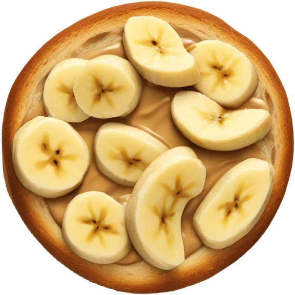 Toasted bread with penut and banana slices on it emoji