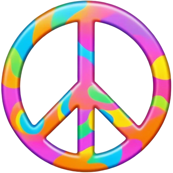 Brightly colored Psychedelic word, “Peace” emoji