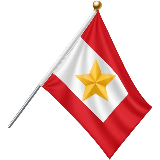 Bandeira do Pará em cor vermelho e uma listra banca na vertical e uma estrela dourada no centro emoji