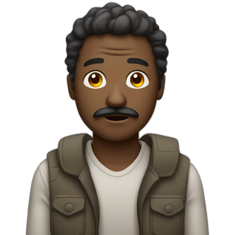 Generate an image of an African man emoji with a tired expression and a distinctive mustache, capturing a sense of weariness or fatigue emoji