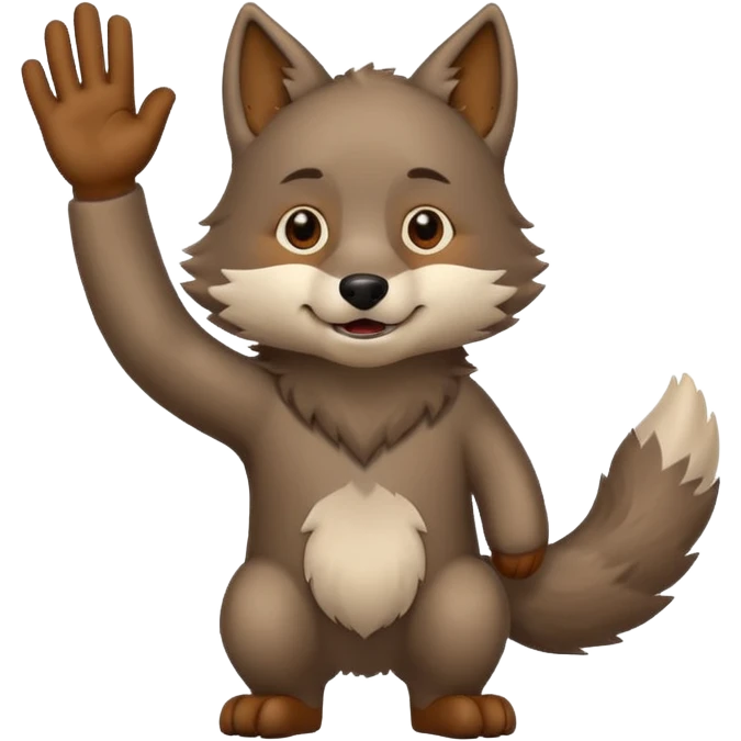 wolf waving his hand while he's standing emoji