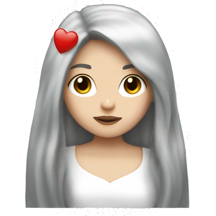 Pale girl with long black hair send kiss emoji
