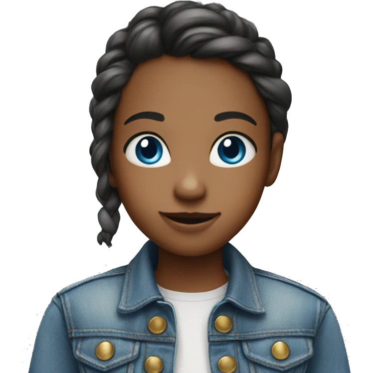 smiling girl in denim jacket blue eyes emoji