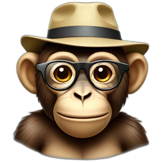 monkey with a bucket hat and glasses emoji