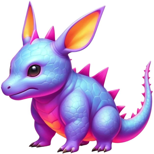lush warm-colored colorful neon-colored Fakémon-Nidorino-creature (full body) emoji