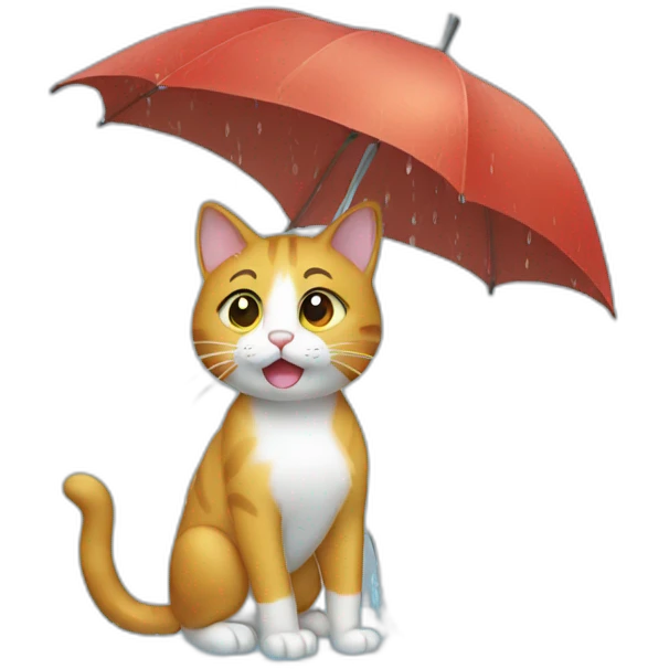 Cat getting wet rain emoji