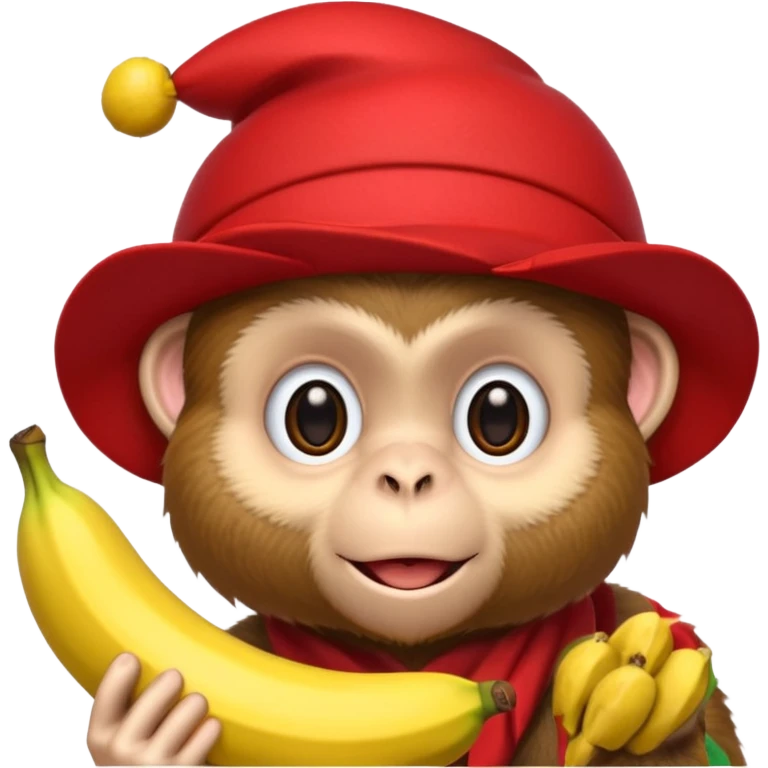 monkey with banana and wearing hat emoji