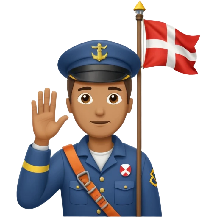 Keeper raising signal flag at lighthouse emoji